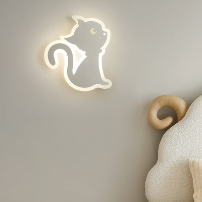 Modern Simplicity Cartoon Cat Iron Acrylic LED Wall Sconce Lamp For Bedroom