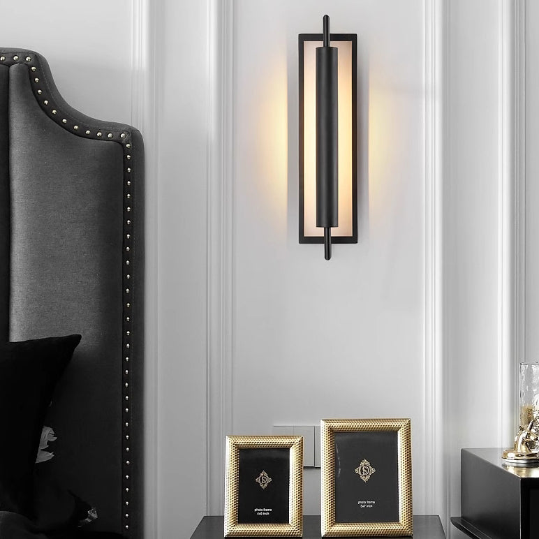 Modern Minimalist Rectangular Iron Acrylic 1-Light Wall Sconce Lamp For Bedroom