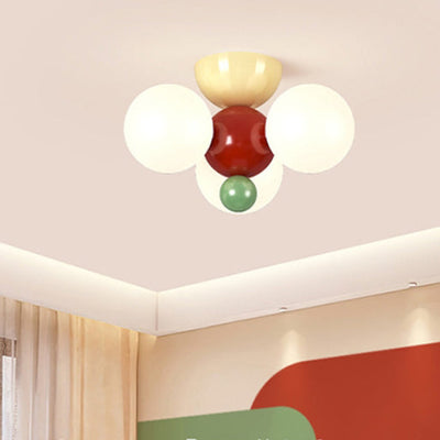 Modern Minimalist Sphere Iron Metal Glass 3/6/8 Light Semi-Flush Mount Ceiling Light For Bedroom