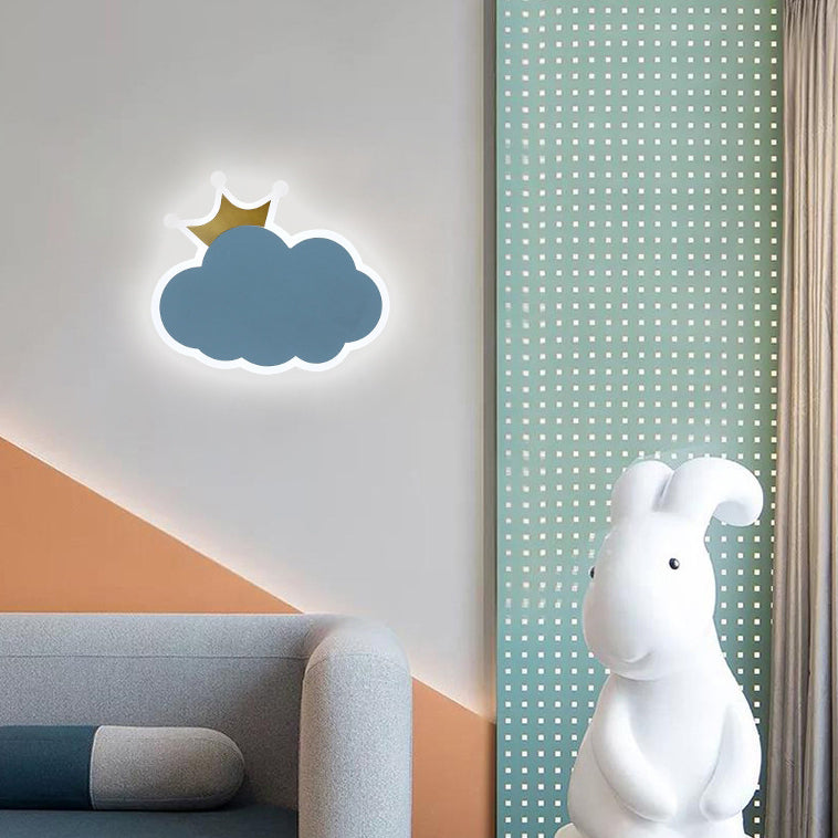 Contemporary Creative Crown Clouds Iron LED Wall Sconce Lamp For Bedroom