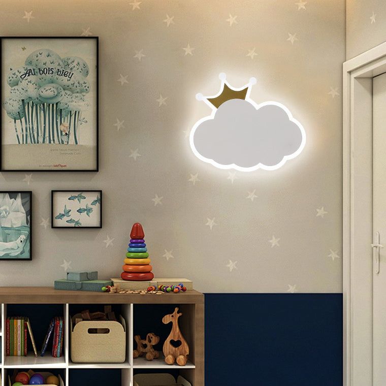 Contemporary Creative Crown Clouds Iron LED Wall Sconce Lamp For Bedroom