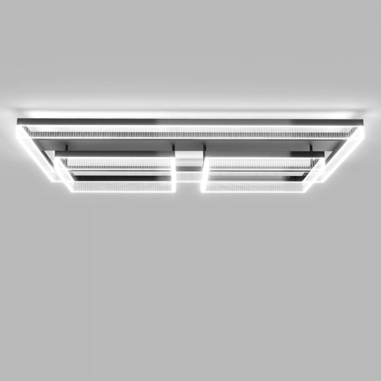 Modern Minimalist Aluminum Iron Acrylic Square Rectangular LED Flush Mount Ceiling Light For Living Room