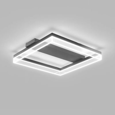 Modern Minimalist Aluminum Iron Acrylic Square Rectangular LED Flush Mount Ceiling Light For Living Room