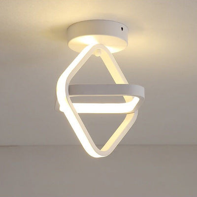 Modern Simplicity Aluminum Iron Acrylic Circle Square Geometrical LED Semi-Flush Mount Ceiling Light For Hallway