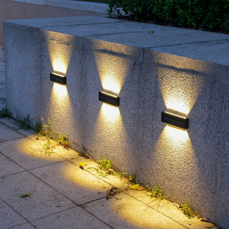 Modern Simplicity Solar Waterproof Rectangular ABS PVC LED Wall Sconce Lamp For Outdoor Patio