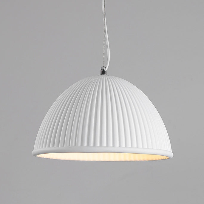 Contemporary Scandinavian Striped Semicircle Resin Shade 1-Light Pendant Light For Bedroom