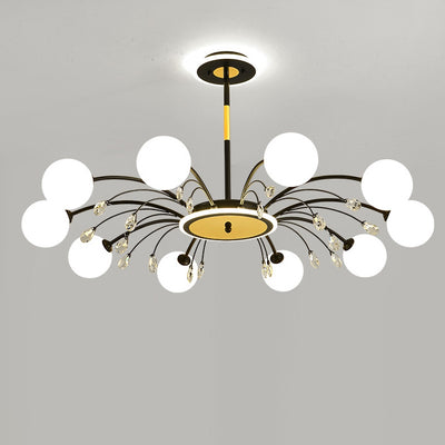 Modern Mid-Century Iron Spherical Glass Shade 6/8/10-Light Chandelier For Living Room