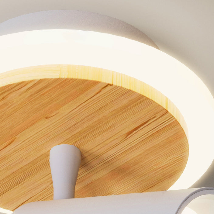 Modern Minimalist Round Wood Aluminum LED Wall Sconce Lamp For Bedroom