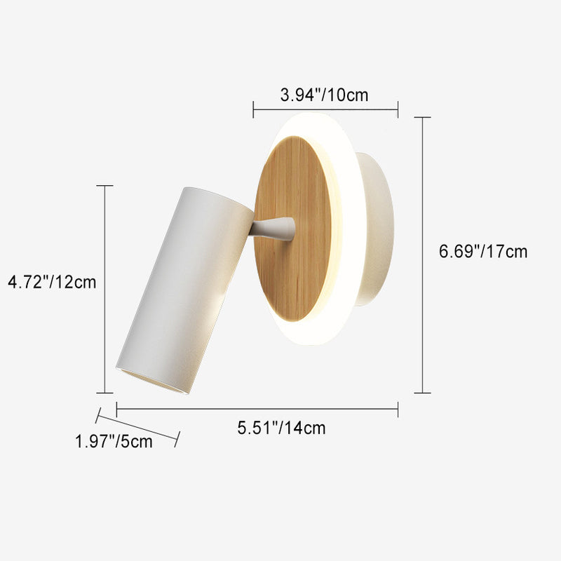 Modern Minimalist Round Wood Aluminum LED Wall Sconce Lamp For Bedroom