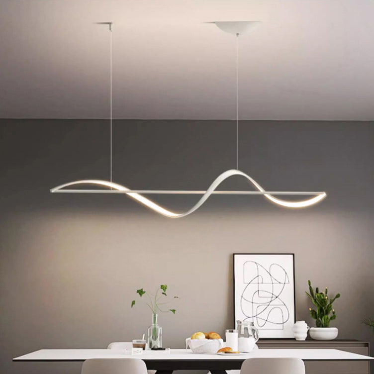 Modern Minimalist Linear Aluminum Silicone LED Island Light Chandelier For Dining Room