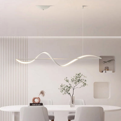 Modern Minimalist Linear Aluminum Silicone LED Island Light Chandelier For Dining Room