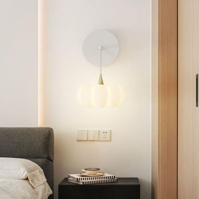 Modern Minimalist Pumpkin Shaped Disc Base Iron PE LED Semi-Flush Mount Lighting For Bedroom