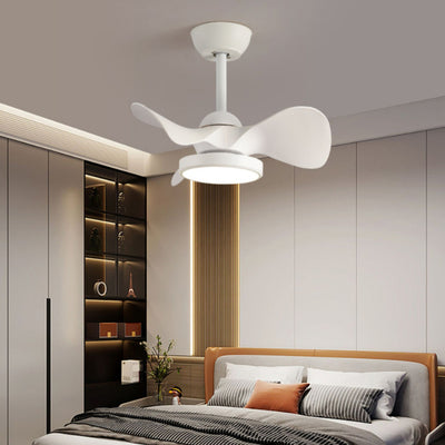 Contemporary Retro Round Acrylic ABS LED Downrods Ceiling Fan Light For Bedroom