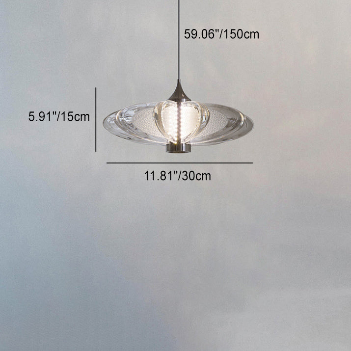 Modern Minimalist Round Flower Petal Carbon Steel Aluminum Acrylic LED Pendant Light For Bedroom