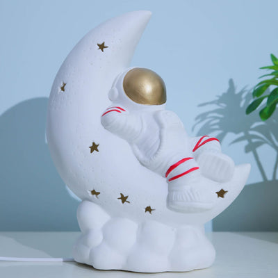 Contemporary Creative Luna Moon Astronaut Rabbit Ceramic LED Table Lamp For Bedroom