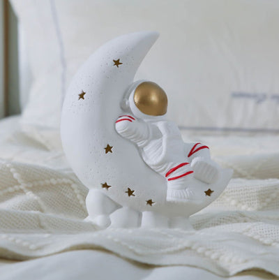 Contemporary Creative Luna Moon Astronaut Rabbit Ceramic LED Table Lamp For Bedroom