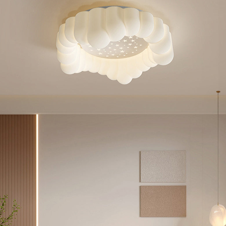 Contemporary Nordic Cloud Star Round Iron ABS LED Flush Mount Ceiling Light For Bedroom