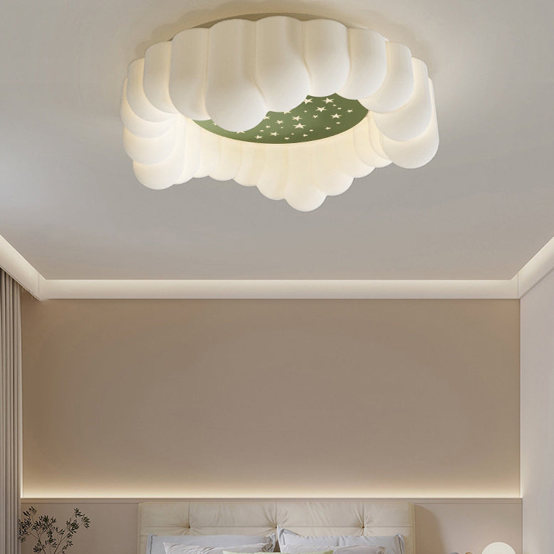 Contemporary Nordic Cloud Star Round Iron ABS LED Flush Mount Ceiling Light For Bedroom