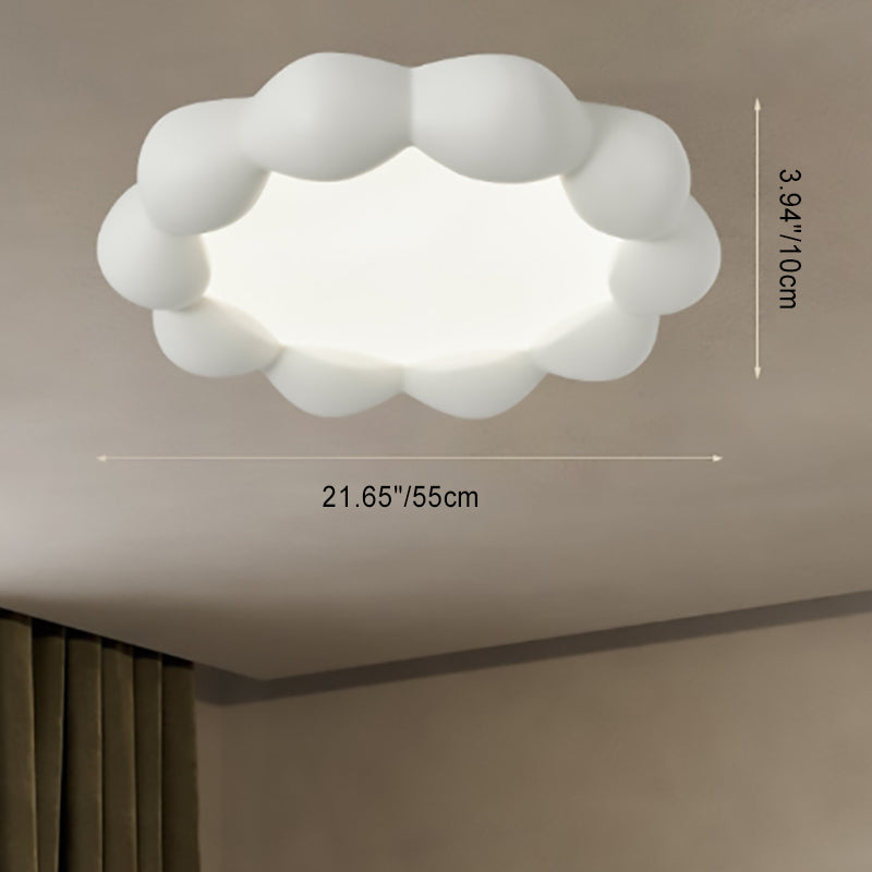 Traditional French Resin Acrylic Round Shade LED Flush Mount Ceiling Light For Living Room