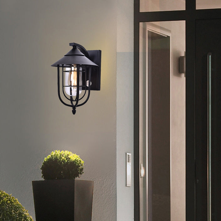 Contemporary Industrial Iron Waterproof Human Body Sensing 1-Light Outdoor Wall Sconce Lamp For Outdoor Patio