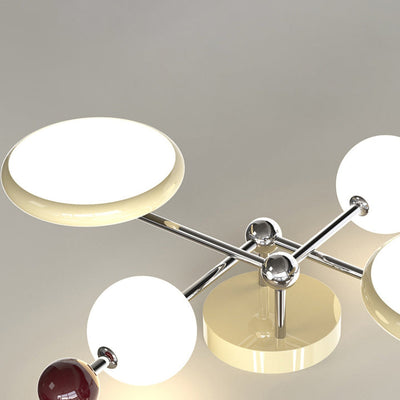 Contemporary Scandinavian Macaron Iron Circle PE LED Semi-Flush Mount Ceiling Light For Living Room