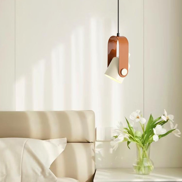 Contemporain Nordic Crème Fer Matériel Rond Réglable 1-Lumière Suspension Pour Salon 