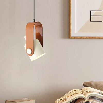 Contemporain Nordic Crème Fer Matériel Rond Réglable 1-Lumière Suspension Pour Salon 