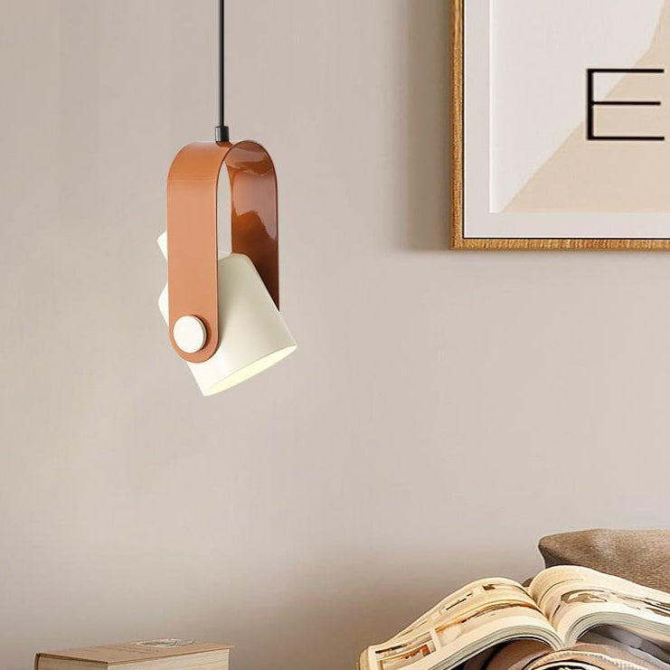 Contemporain Nordic Crème Fer Matériel Rond Réglable 1-Lumière Suspension Pour Salon 