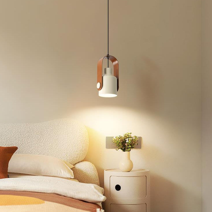 Contemporain Nordic Crème Fer Matériel Rond Réglable 1-Lumière Suspension Pour Salon 