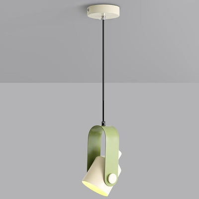 Contemporain Nordic Crème Fer Matériel Rond Réglable 1-Lumière Suspension Pour Salon 