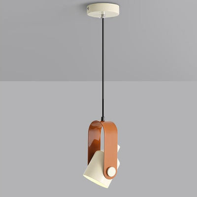 Contemporain Nordic Crème Fer Matériel Rond Réglable 1-Lumière Suspension Pour Salon 