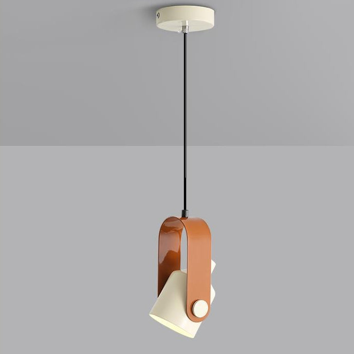 Contemporain Nordic Crème Fer Matériel Rond Réglable 1-Lumière Suspension Pour Salon 