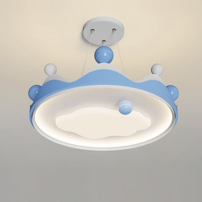 Contemporary Creative Kids Crown Iron Plastic LED Semi-Flush Mount Ceiling Light For Bedroom