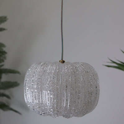 Contemporary Creative Round Pumpkin Hardware Acrylic LED Pendant Light For Bedroom