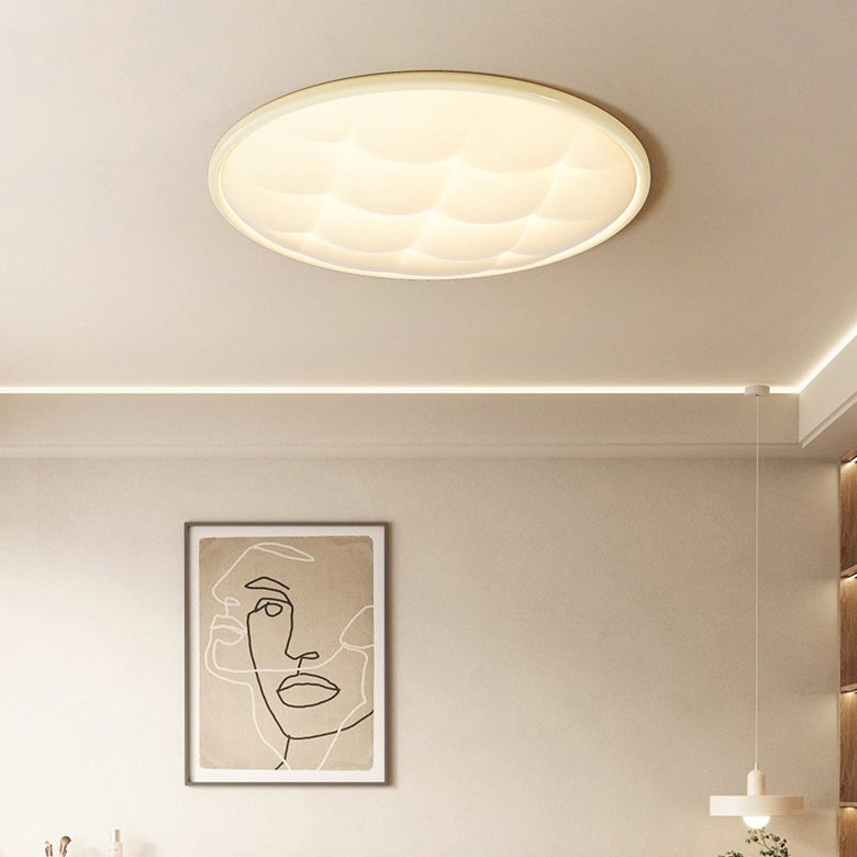 Modern Minimalist Round Lattice Iron PVC LED Flush Mount Ceiling Light For Bedroom