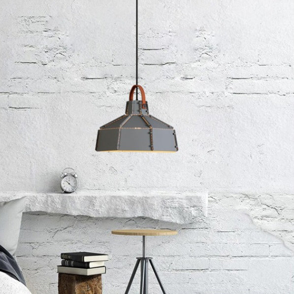 Contemporary Industrial Round Cylindrical Trapezoidal Iron 1-Light Pendant Light For Living Room