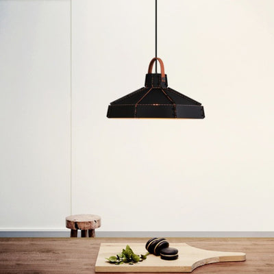 Contemporary Industrial Round Cylindrical Trapezoidal Iron 1-Light Pendant Light For Living Room