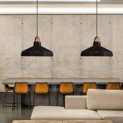 Contemporary Industrial Round Cylindrical Trapezoidal Iron 1-Light Pendant Light For Living Room