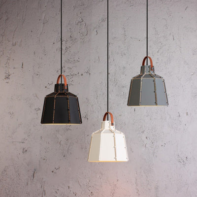 Contemporary Industrial Round Cylindrical Trapezoidal Iron 1-Light Pendant Light For Living Room