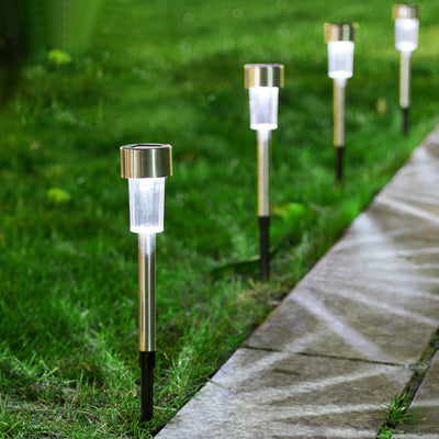 Modern Minimalist Waterproof Solar Cylinder Plastic Stainless Steel LED Landscape Light For Garden