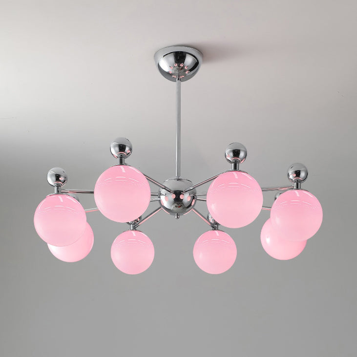 Modern Minimalist Round Ball Glass Iron 5/8 Light Chandelier for Living Room