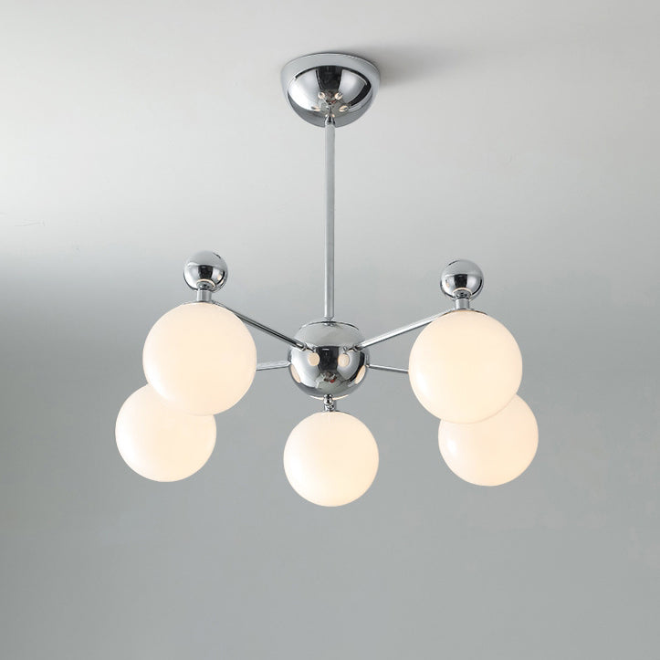 Modern Minimalist Round Ball Glass Iron 5/8 Light Chandelier for Living Room