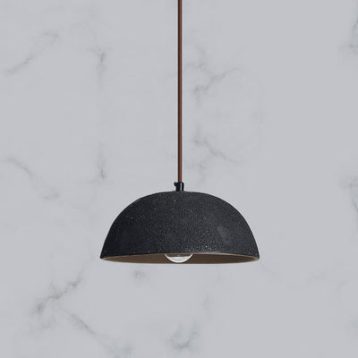 Modern Minimalist Ceramic Wood Semicircular 1-Light Pendant Light For Dining Room