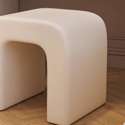 Modern Minimalist Square Arched PU Leather Wood Frame Vanity Stool For Bedroom