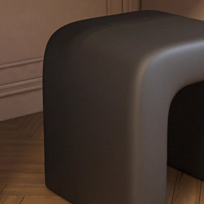 Modern Minimalist Square Arched PU Leather Wood Frame Vanity Stool For Bedroom