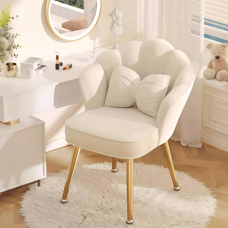 Modern Minimalist Square Petal Fabric Wood Metal Vanity Stool Backrest For Bedroom