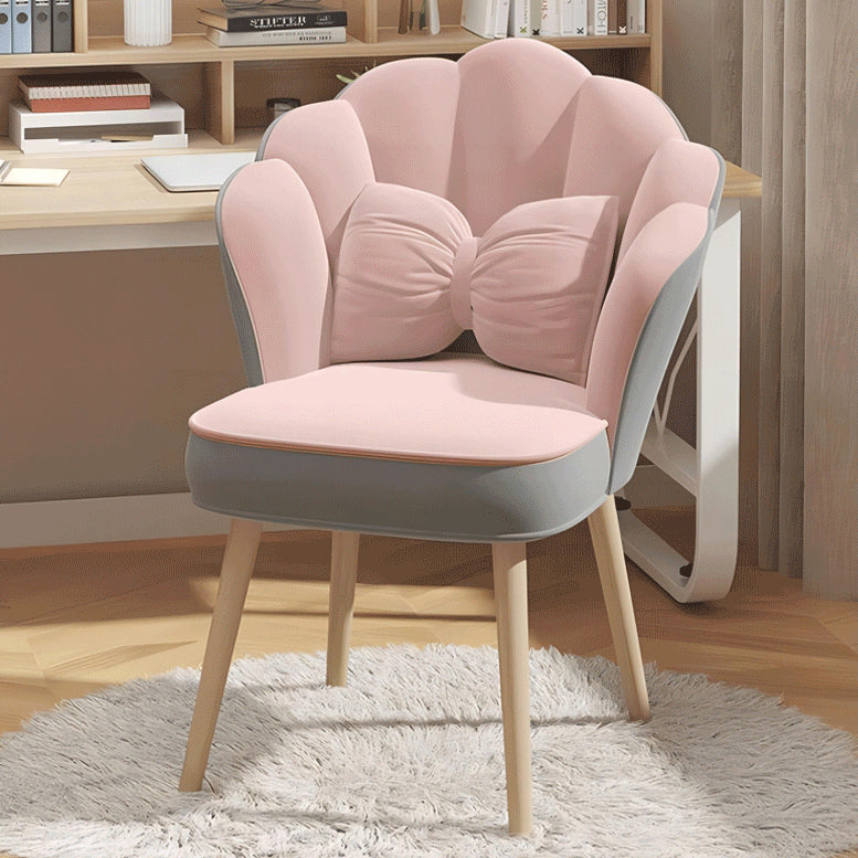 Modern Minimalist Square Petal Fabric Wood Metal Vanity Stool Backrest For Bedroom