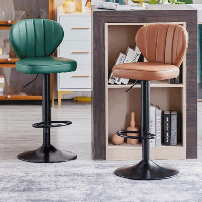 Modern Minimalist Square Leather Metal Bar Stool Backrest Footrest For Dining Room