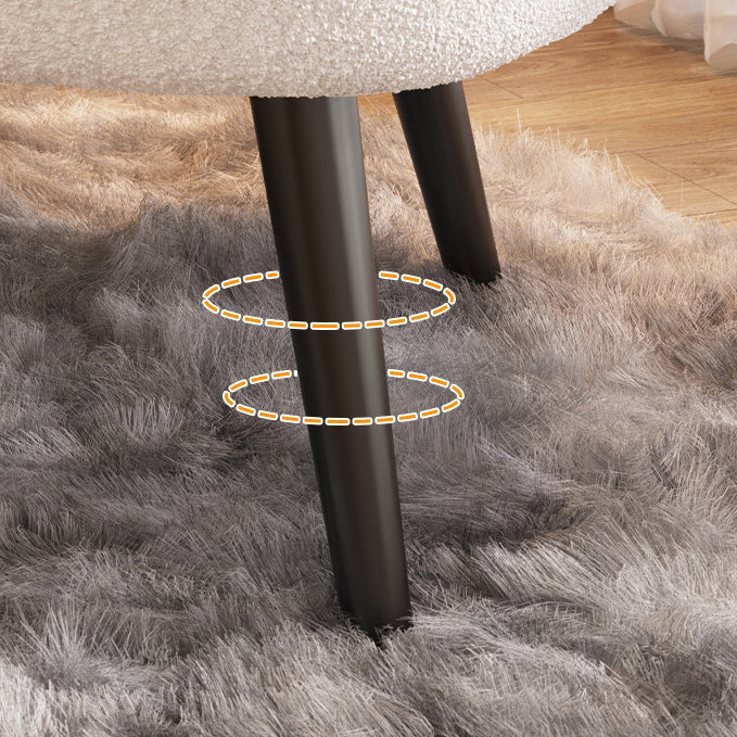 Modern Minimalist Oval Lambswool Carbon Steel Vanity Stool Backrest For Bedroom