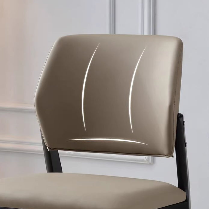 Contemporary Nordic Faux Leather Upholstered Dining Chair Open Back Armless For Dining Room